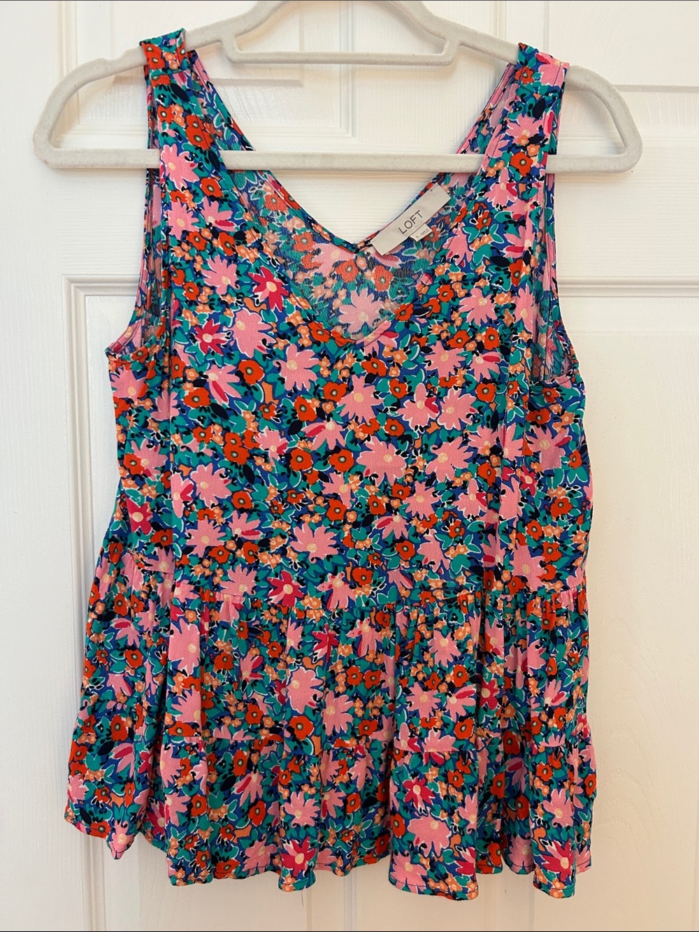 LOFT Floral Peplum Camisole - Pink & Teal